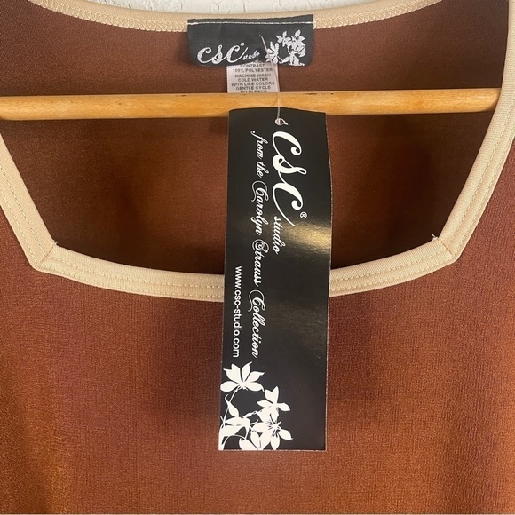 CAROLYN Strauss Collection Women's Tunic Oversized Rusty Brown And Tan Size 1X - Picture 4 of 7